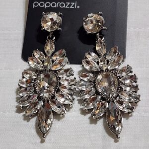 Paparazzi Dazzling Silver Crystal Earrings
